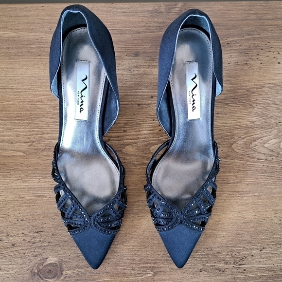 Nina Black Heels with Embellished Straps - Picture 3 of 12